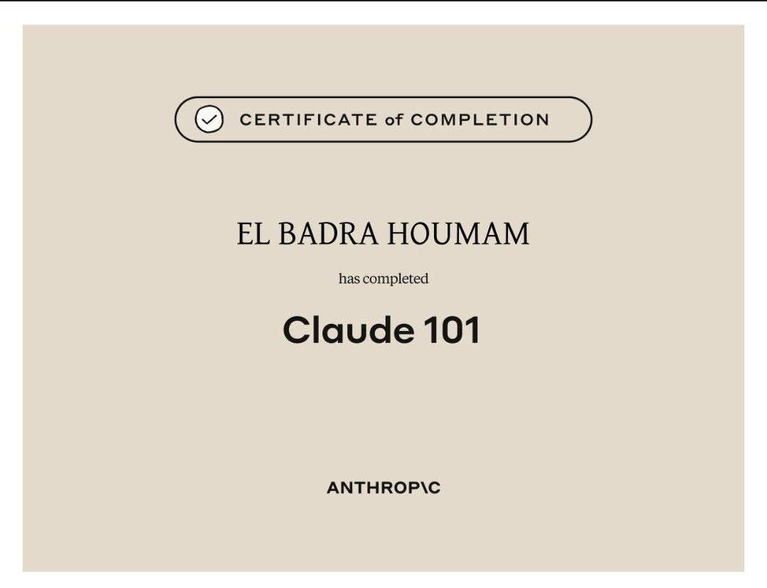 Anthropic Claude 101 Certificate